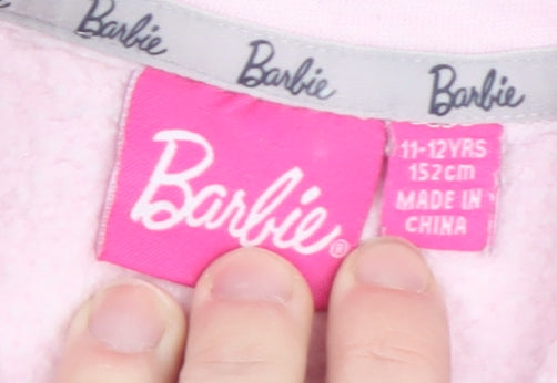 Barbie Girls Pink 11-12 Years Half Zip Fleece Sweatshirt