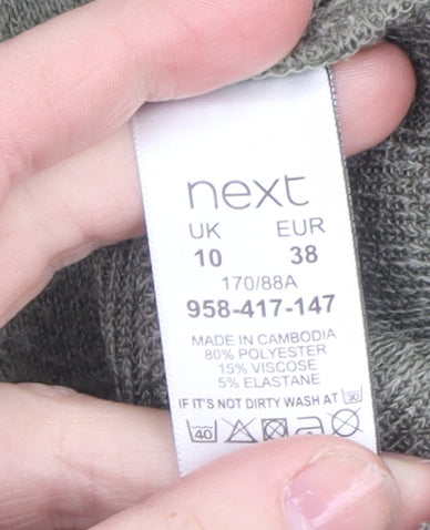 Next Women’s Green Knit Bodycon Long Sleeve Zip Back Dress Size 10