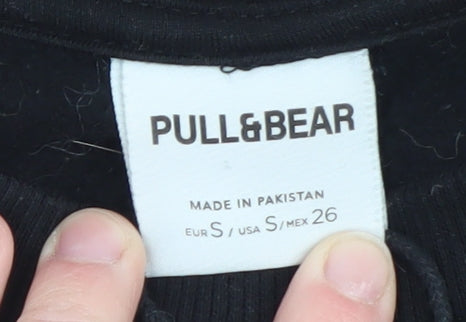 Pull&Bear Womens Black Small Crew Neck Pullover Sweatshirt