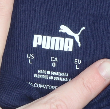 Puma Mens Blue Graphic Logo Crew Neck Short Sleeve T-Shirt Size L