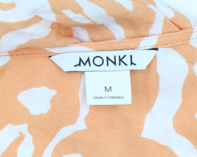 Monki Women's Orange Abstract Viscose Tunic Blouse Size M