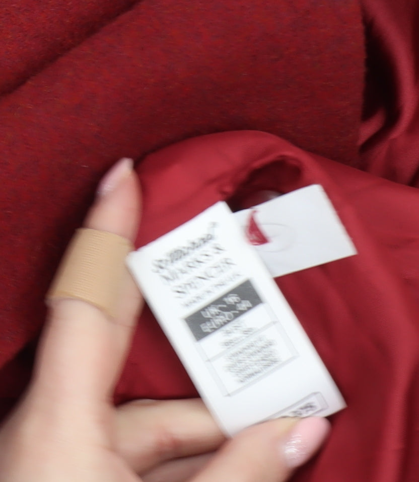 Marks & Spencer Womens Red Wool Blend Mid-Length Coat Size 14