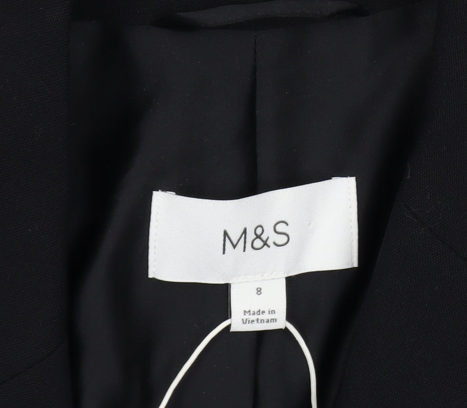 Marks & Spencer Women Black Size 8 Single-Breasted Blazer Jacket