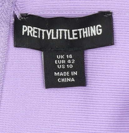 PRETTYLITTLETHING Women’s Purple Cropped Bustier Top Size 14