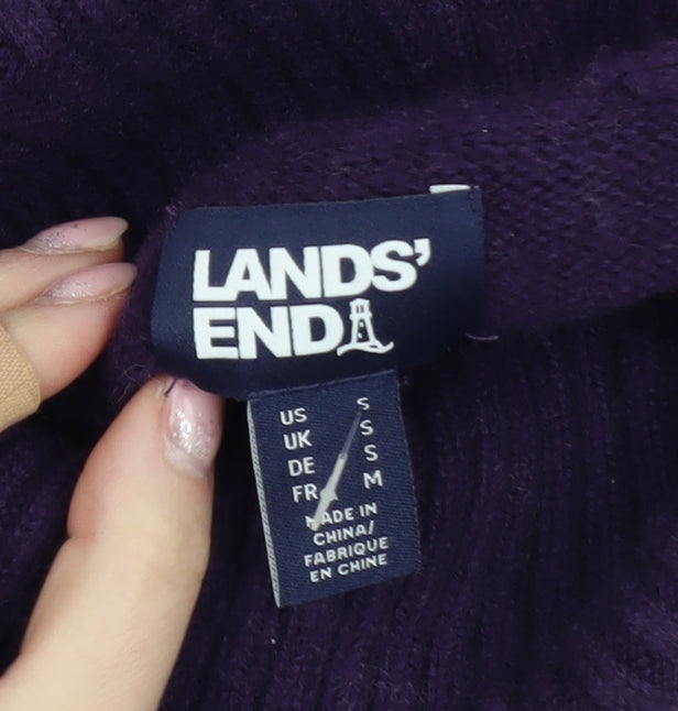 Lands' End Women's Purple Fair Isle Roll Neck Jumper Size M