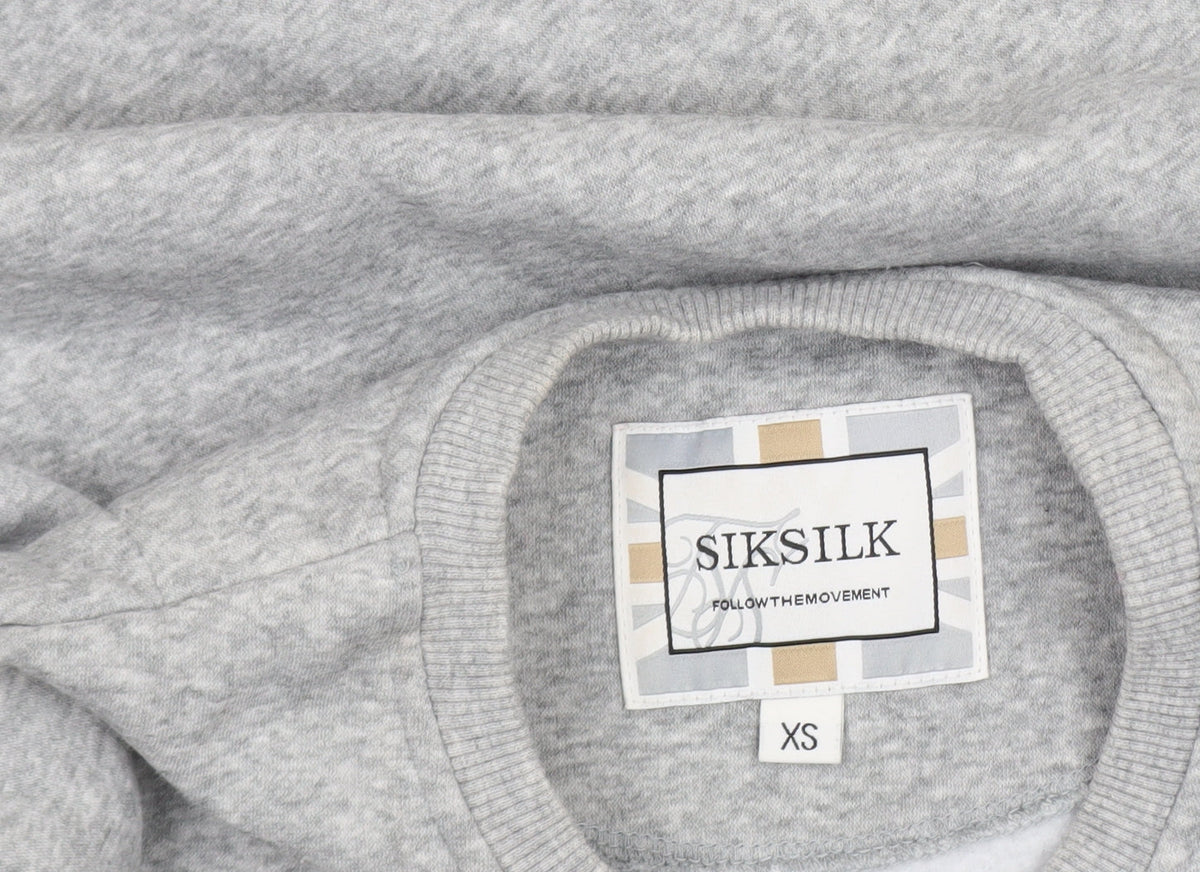 SikSilk Men’s Grey Crew Neck Pullover Sweatshirt XS