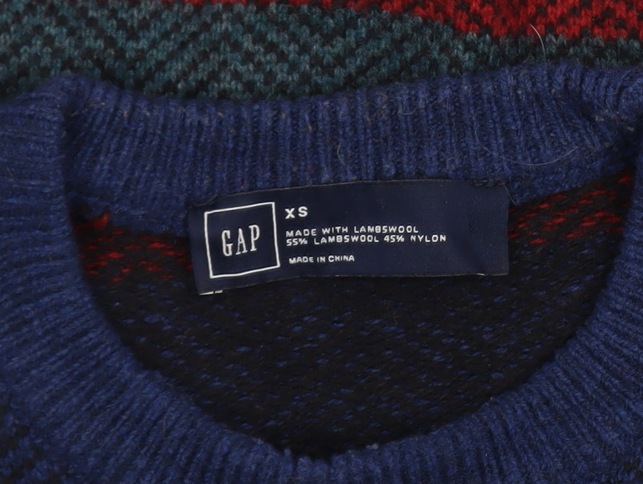 GAP Men's Multicoloured Striped Lambswool Jumper XS