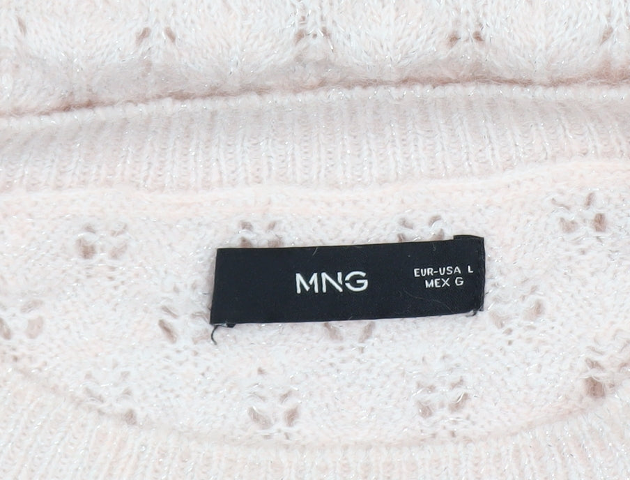Mango Women’s Ivory Open-Knit Pullover Jumper Size L