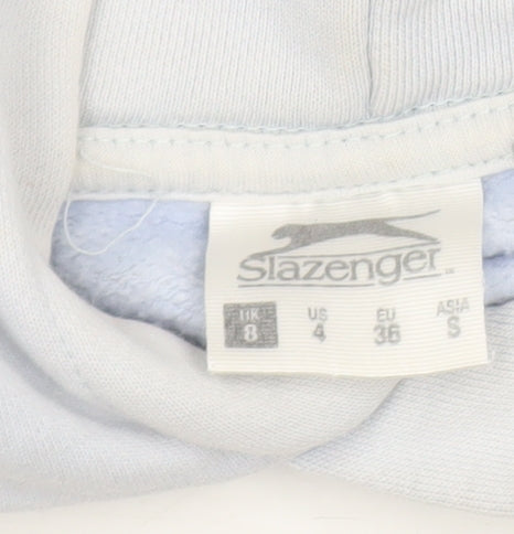 Slazenger Women's White Pullover Hoodie UK 8 Cotton Blend Tennis Print