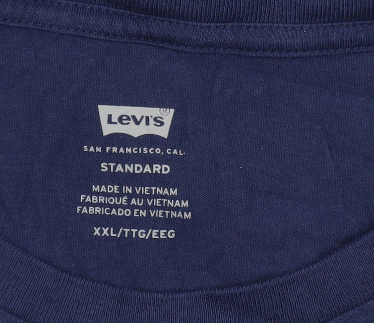 Levi's Women's Blue 2XL Basic Crew Neck Cotton T-Shirt