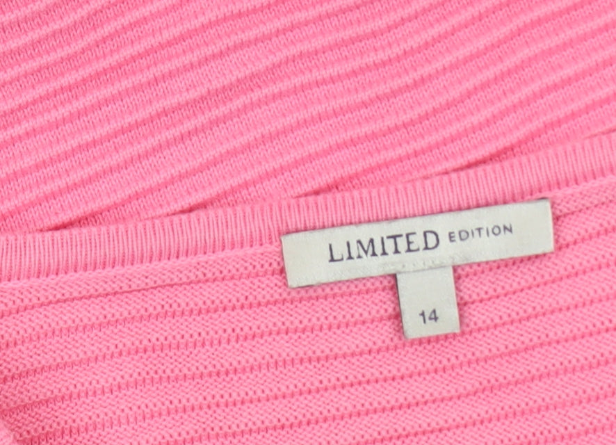 Marks & Spencer Women’s Pink Cotton Crew Neck Pullover Jumper Size 14