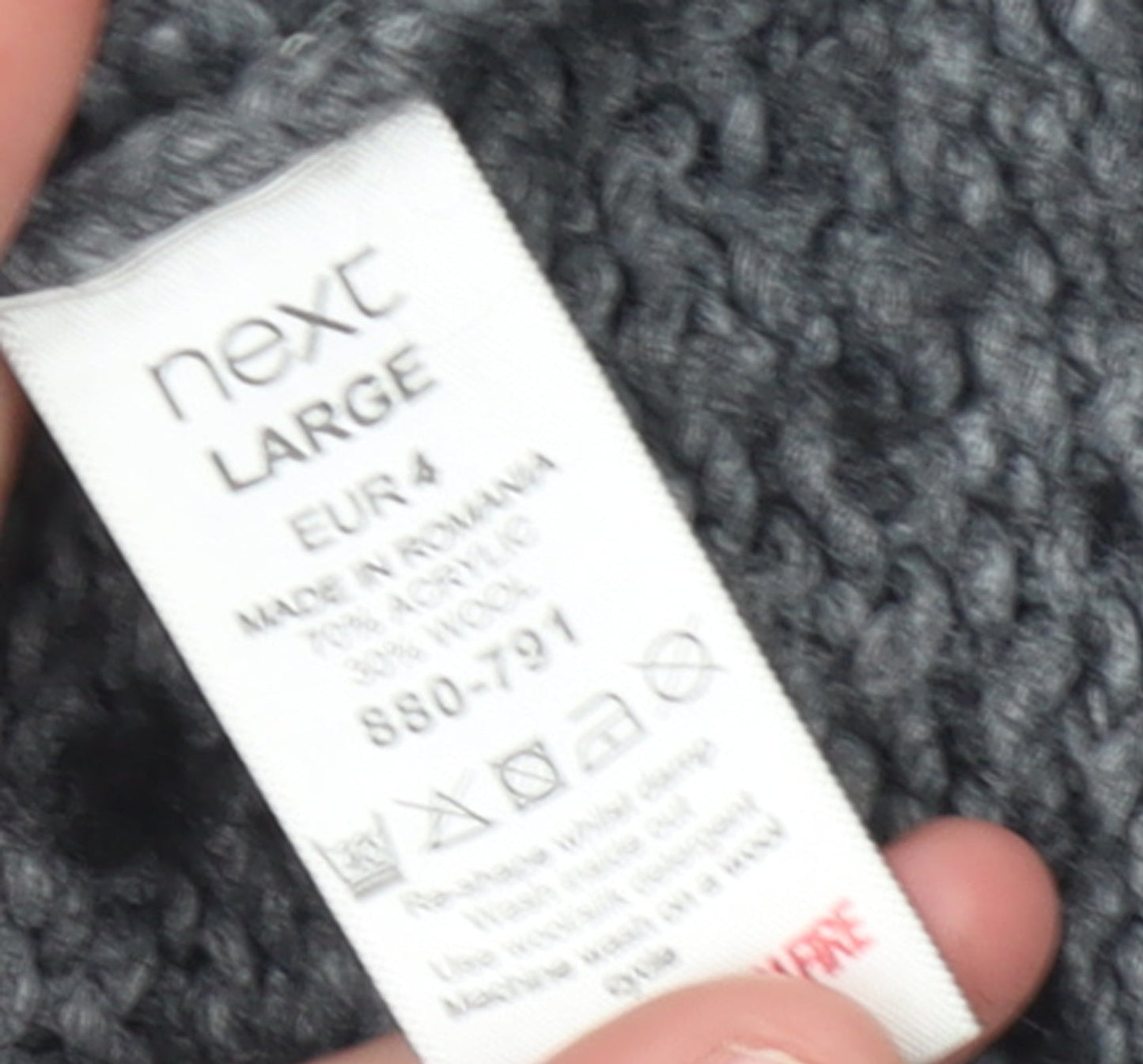 Next Women’s Grey Chunky-Knit Open Cardigan L Wool Blend
