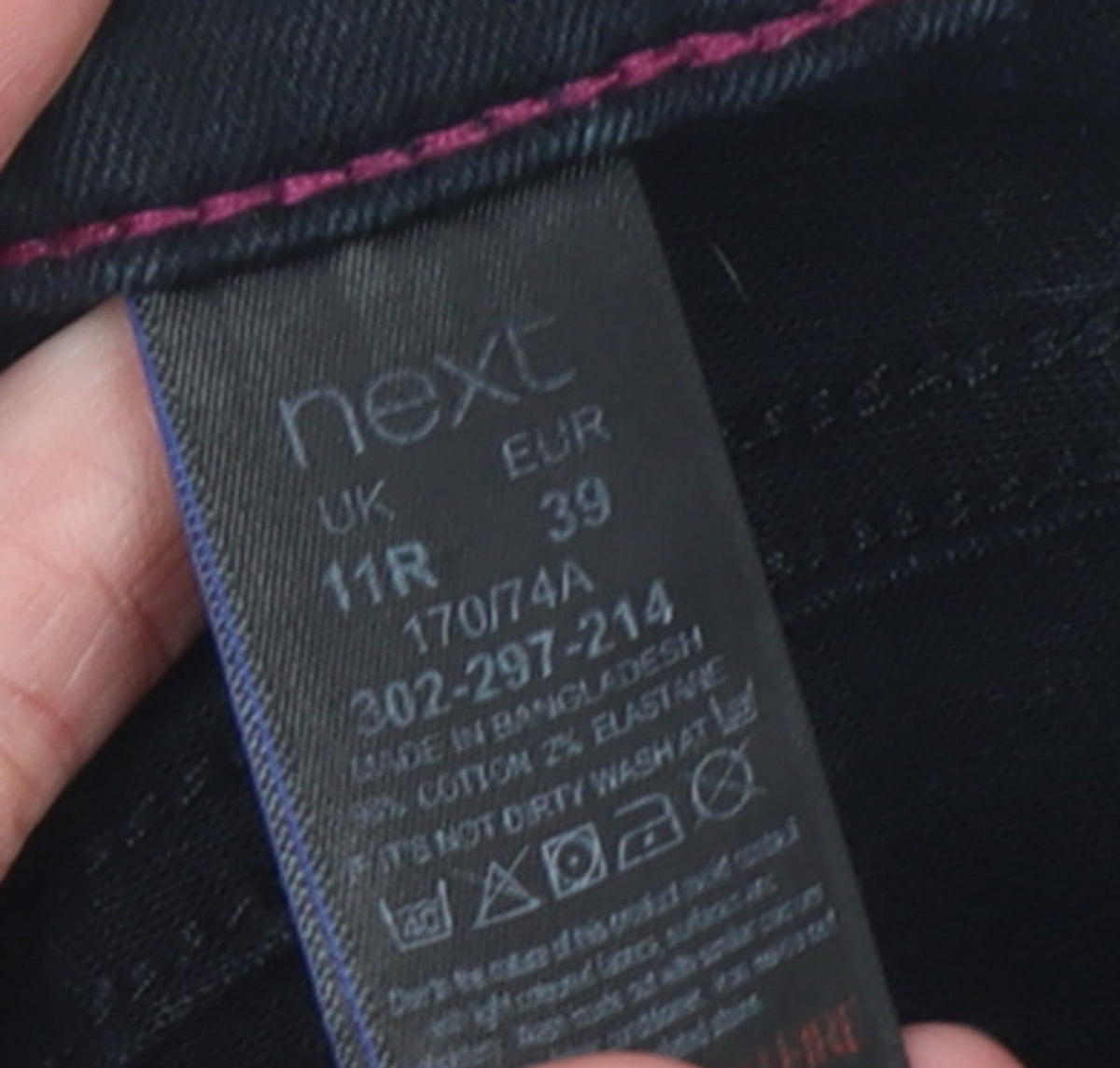 Next Womens Black Skinny Jeans Size 11 Slim Mid Rise Denim Stretch