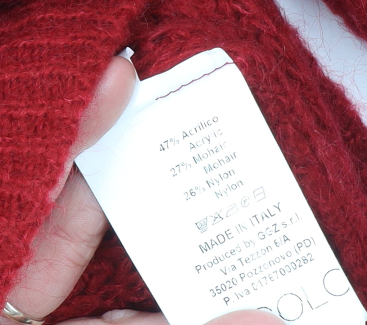 Vicolo Women's Red Chunky Knit Mohair Pullover Jumper Size S