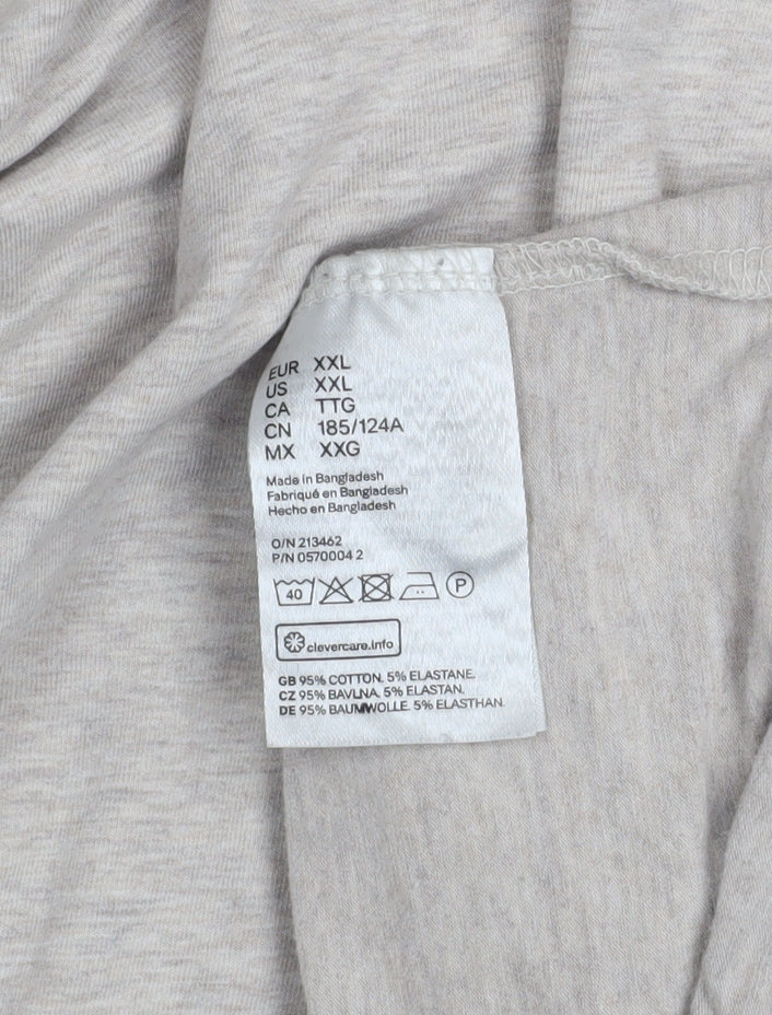 H&M Men Beige Slim Fit Cotton Polo Shirt Size 2XL Short Sleeve