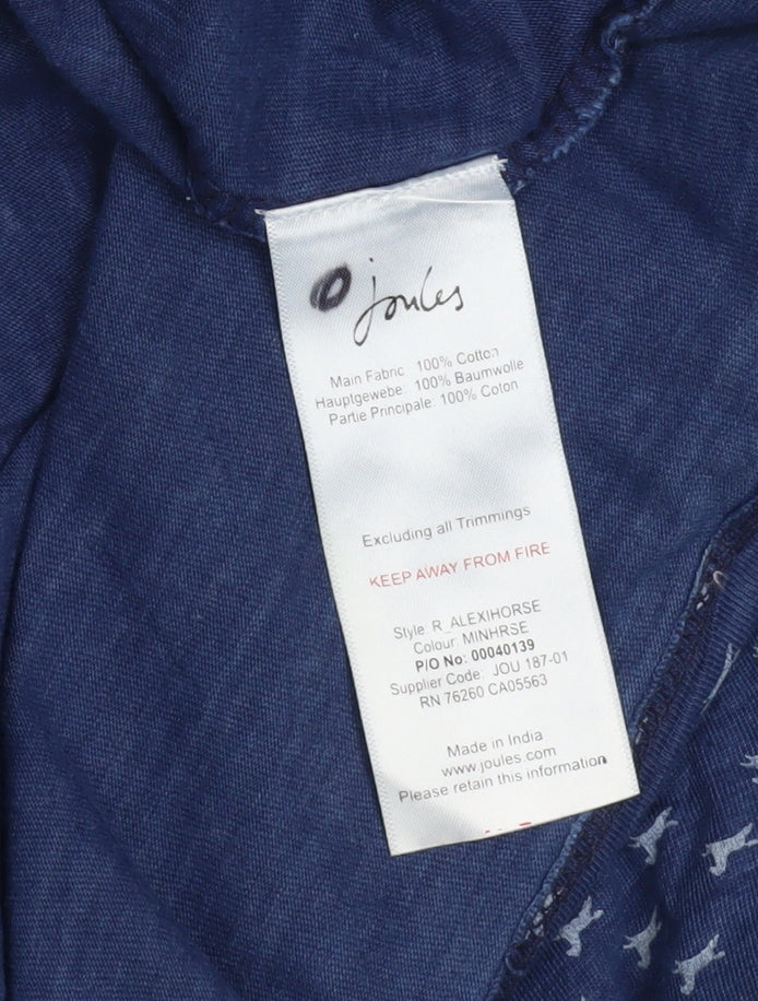Joules Womens Blue Cotton Animal Print Fit & Flare Dress Size 10