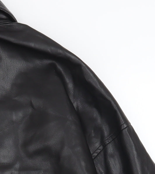 Primark Women’s Black Faux Leather Button-Up Jacket Size 12