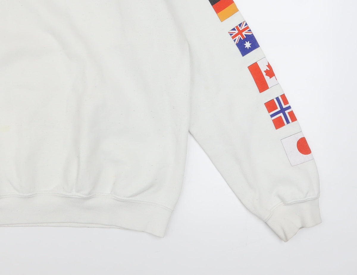 Urban Outfitters Mens White M Pullover Flag Graphic Sweatshirt