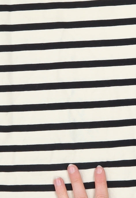 Dunnes Women’s Ivory & Black Striped Cotton Pullover Sweatshirt Size S
