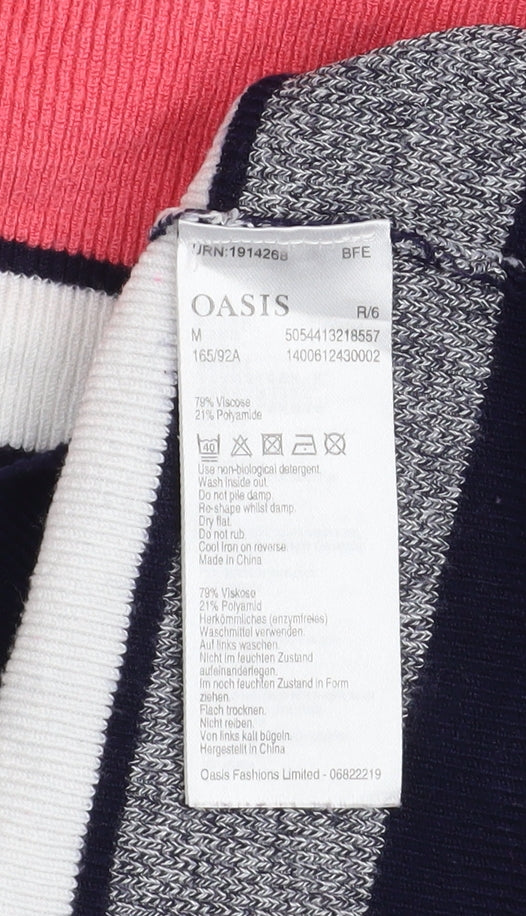Oasis Women's Multicoloured Striped Boat Neck Knit Jumper M