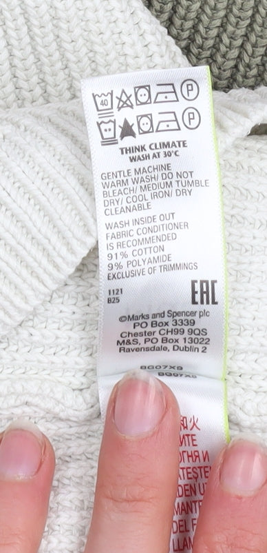Marks & Spencer Women’s XS Khaki Mix Ribbed Cotton Jumper