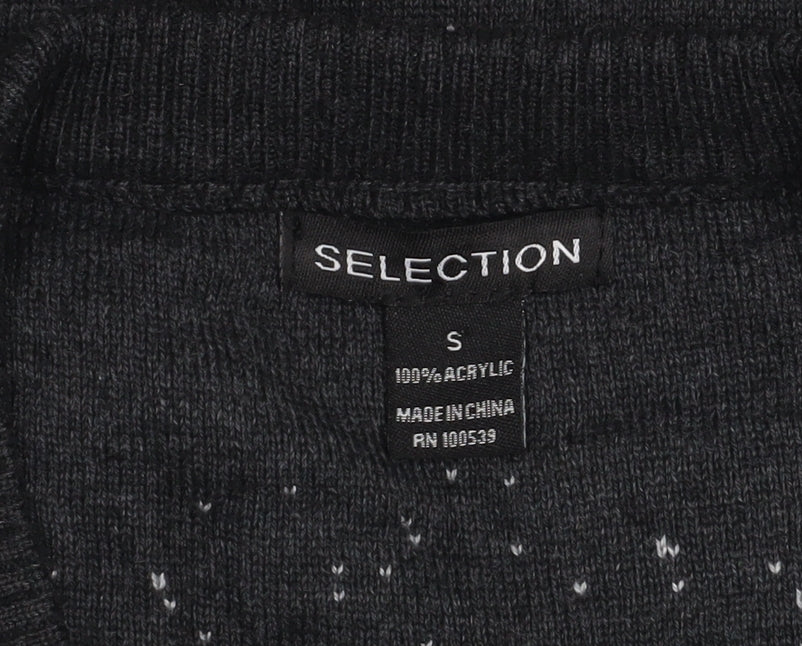 Selection Men's Grey V-Neck Pullover Acrylic Knit Sweatshirt Size S