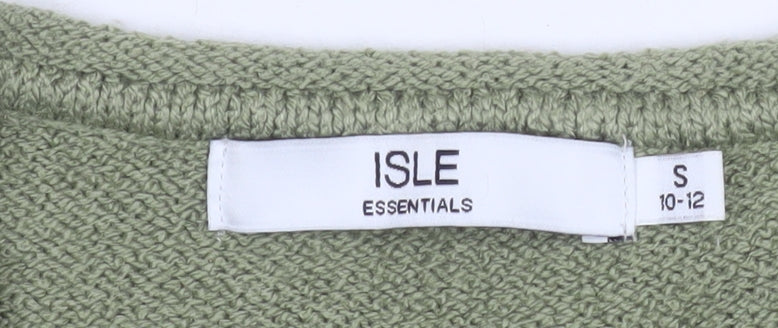 Isle Essentials Women's Green Cable-Knit Acrylic Jumper Size S 10-12