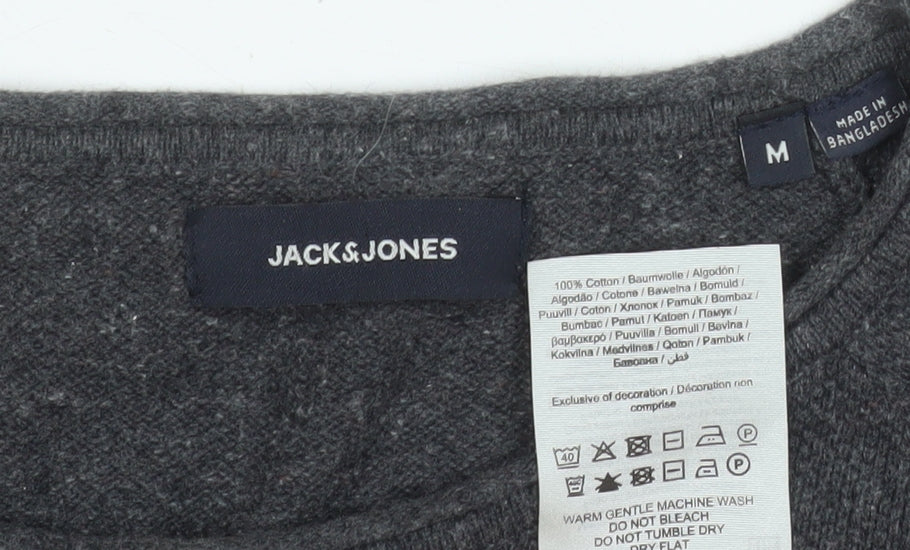 Jack & Jones Men’s Grey Cotton Knit Crew Neck Pullover Sweatshirt M