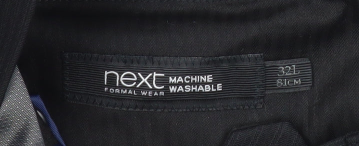 Next Men's Black Wool Blend 32L Formal Dress Trousers