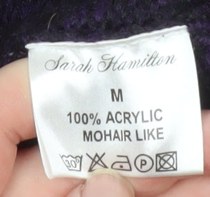 Sarah Hamilton Women's Purple Collared Button Knit Cardigan M
