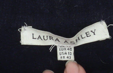 Laura Ashley Women's Navy Roll Neck Wool Blend Jumper Size 12