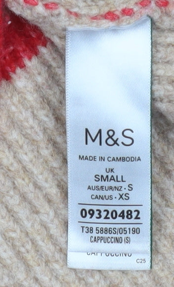 Marks & Spencer Women’s Beige Roll Neck Striped Jumper Size S