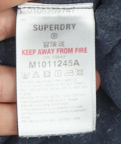 Superdry Men's Blue XL Crew Neck Cotton Logo T-Shirt