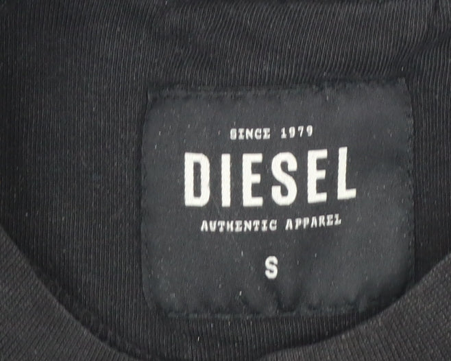 Diesel Men's Black Logo Pullover Sweatshirt Size S Regular Fit