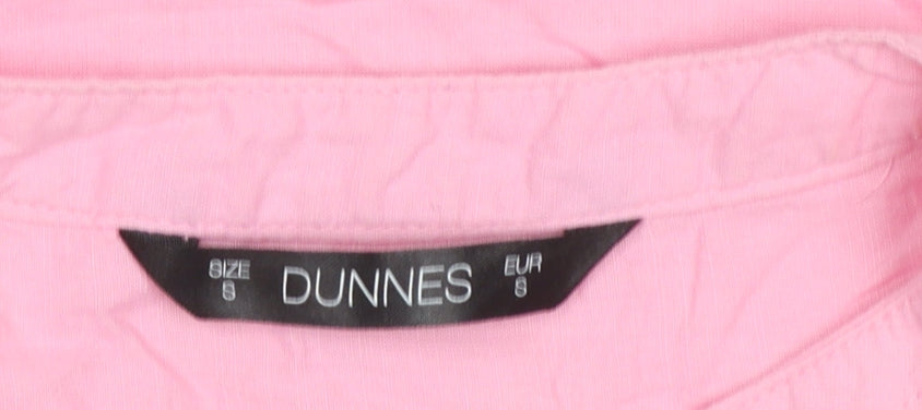 Dunnes Women Pink Embroidered Floral Sleeveless Tunic Blouse Size S