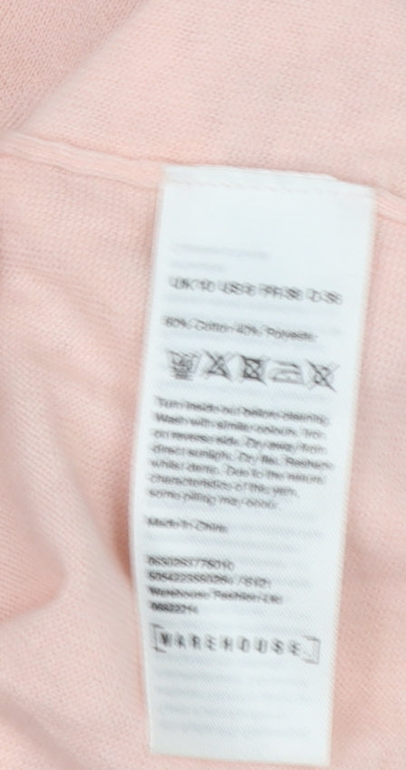 Warehouse Women’s Pink Cold Shoulder V-Neck Jumper Size 10