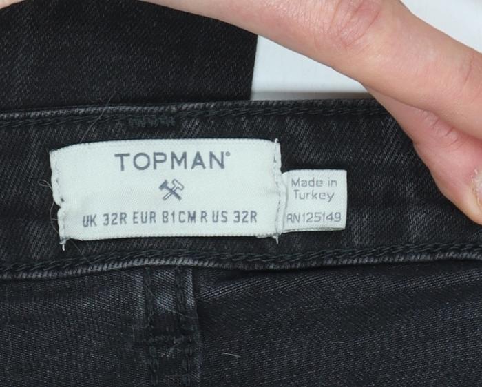 Topman Men's Black Skinny Distressed Jeans 32R Slim Fit Denim
