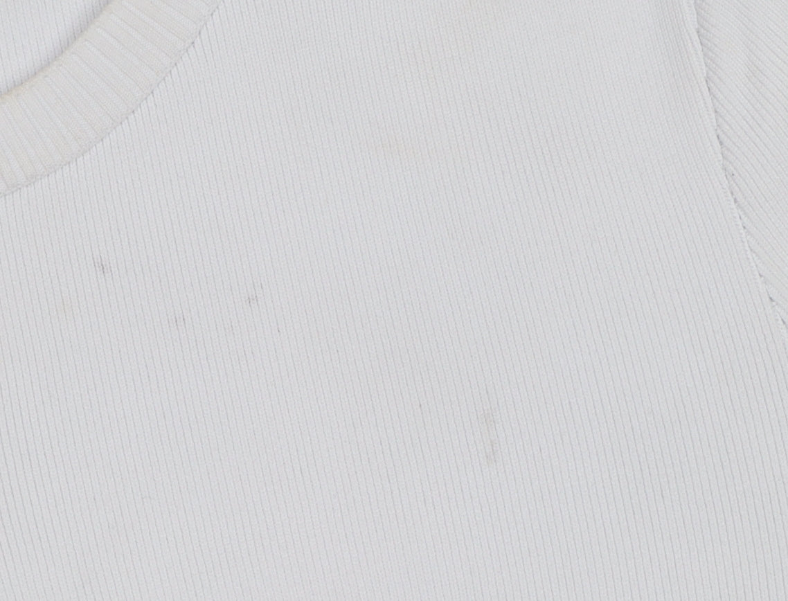 Savida Women's White Floral Embroidered Short Sleeve Pullover Jumper Size 14