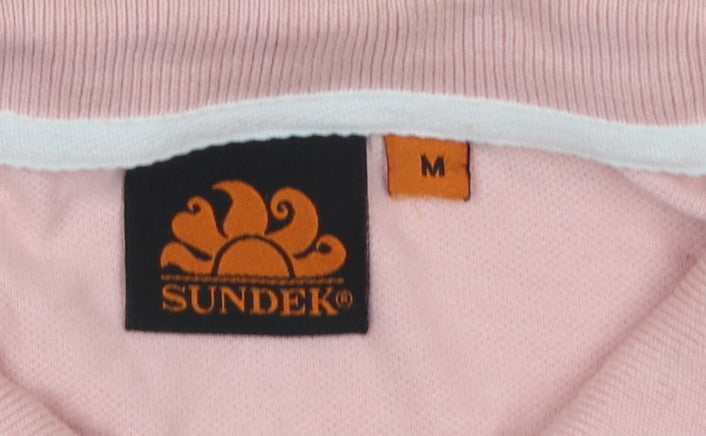 Sundek Men’s Pink Cotton Stretch Polo Shirt M Short Sleeve