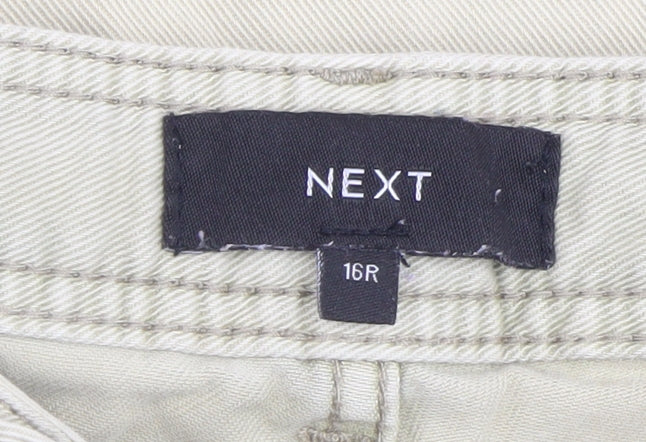 Next Women's Beige Paperbag High Waist Tapered Trousers Size 16
