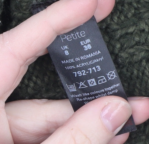 Next Petite Green Cable-Knit Acrylic Women’s Jumper Size 8