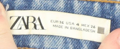Zara Women Blue Mom High Rise Denim Jeans Size 8