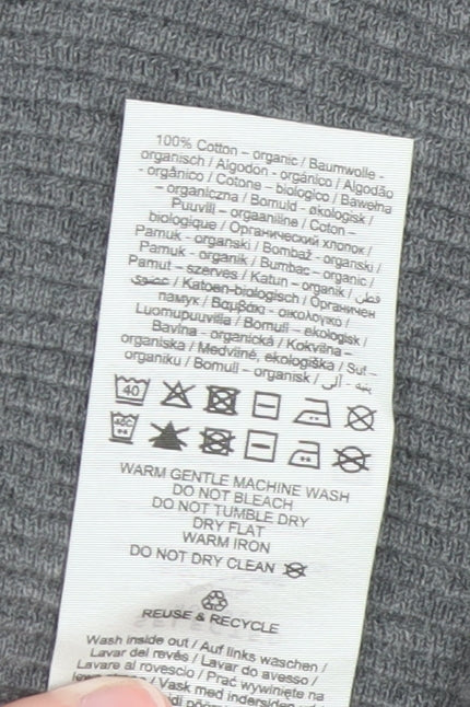 Selected Homme Men's Grey Full Zip High Neck Cotton Jumper Size M