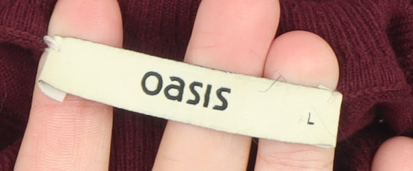 Oasis Women Red Wool Blend Roll Neck Jumper Size L
