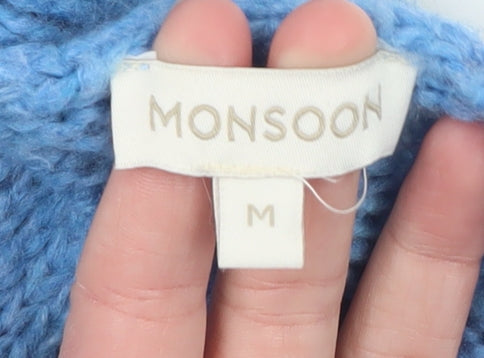 Monsoon Women Blue Cable-Knit Open Cardigan Medium