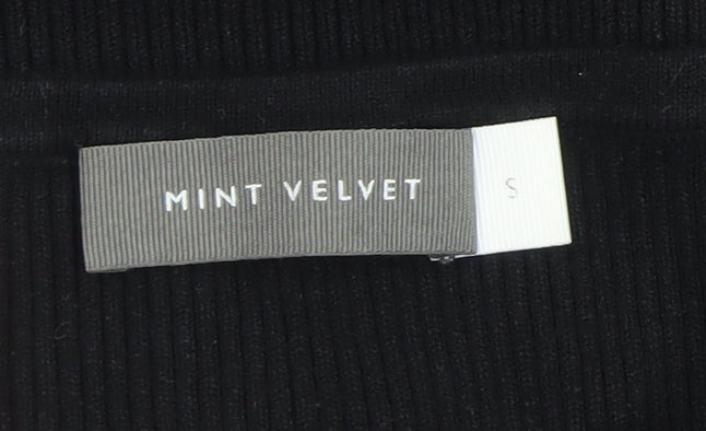 Mint Velvet Women Black Midi Bodycon Knit Dress Size S