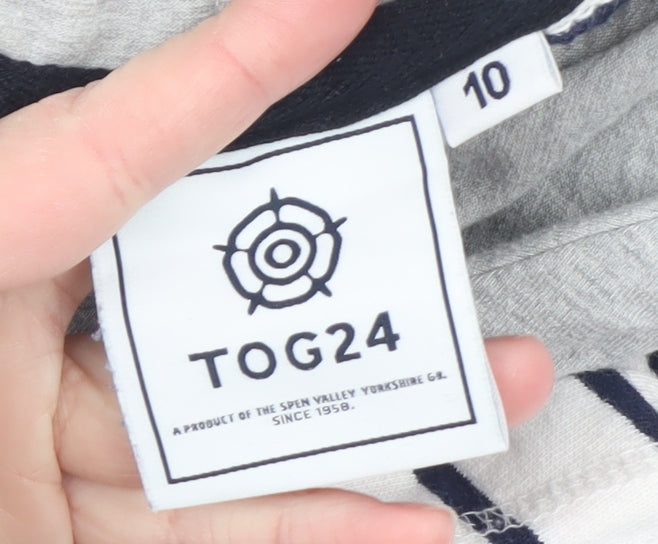 TOG24 Women's White Navy Stripe Pullover Hoodie Size 10