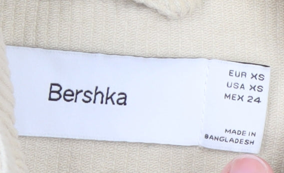 Bershka Womens Beige Corduroy Cropped Jacket XS