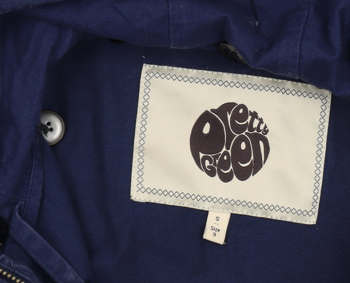 Pretty Green Men's Blue Hooded Cotton Windbreaker Jacket Size S