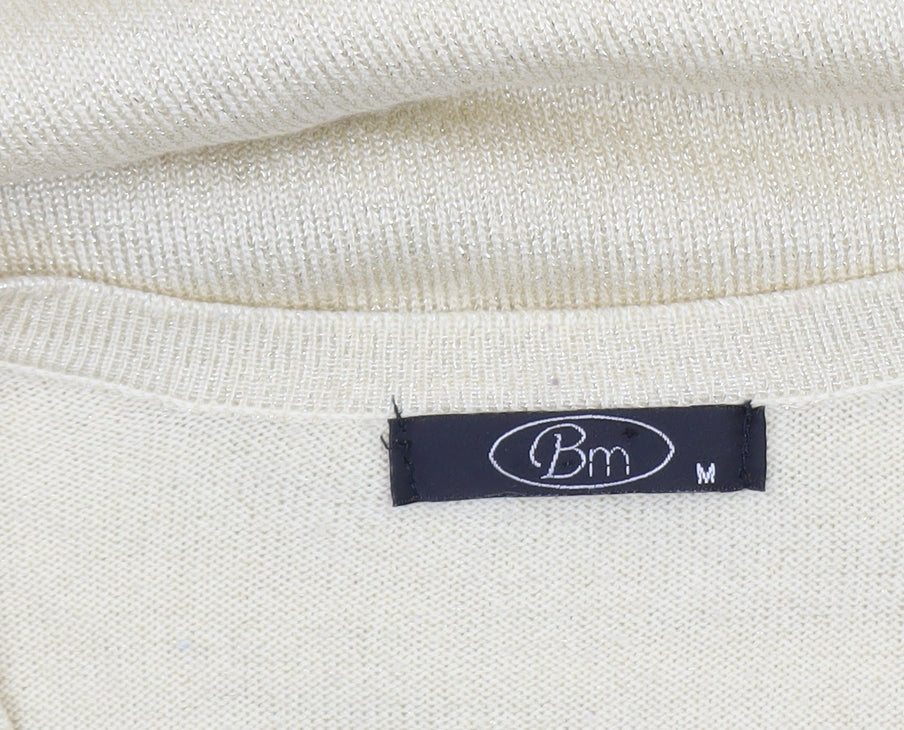 Bonmarché Women’s Beige Beaded V-Neck Cardigan M Knit Lightweight
